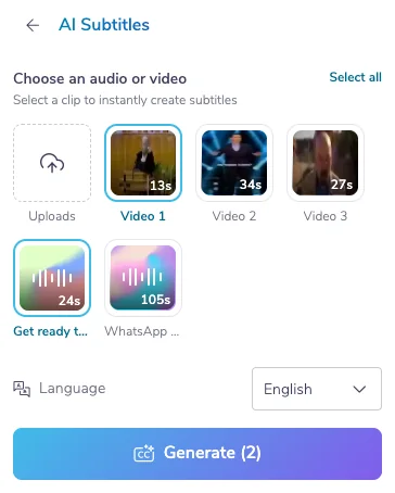 Choosing AI subtitles