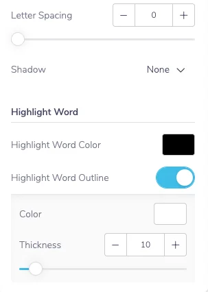 Word highlight settings