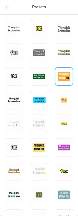 Subtitle style presets